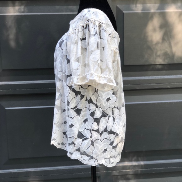🍒SOLD Trulli Ivory Sheer Lace Top Medium EUC - Picture 4 of 4